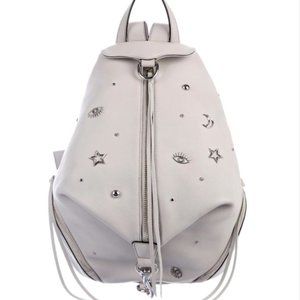 Rebecca Minkoff White Leather Julian Medium Moon and Star Charms Backpack